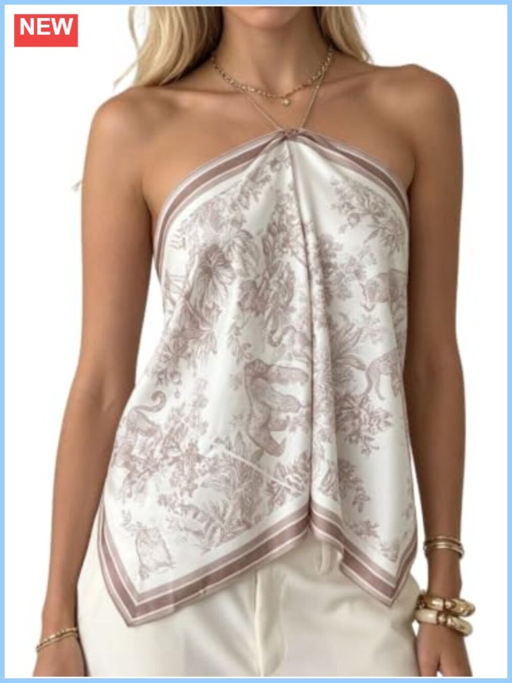 Satin Halter Crop Top Flowy Sleeveless Bandana Camisole Backless Asymmetrical